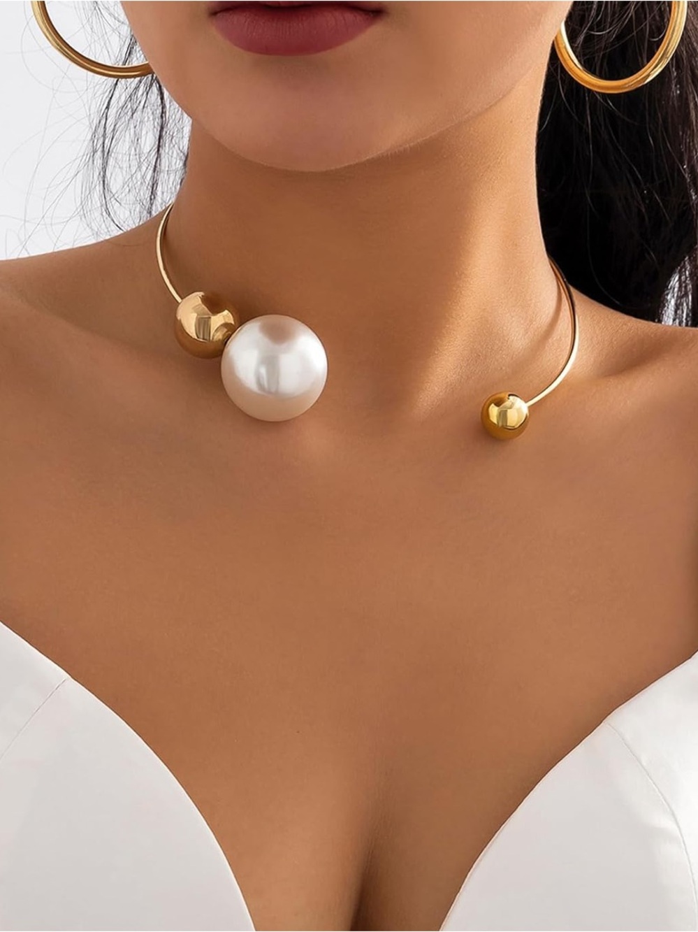 Modern Pearl Gold Choker Necklace | Minimalist Statement Jewelry